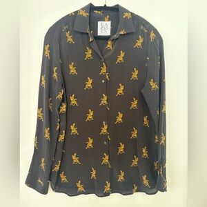 Zoe Karssen Gold and Black Silk Shirt